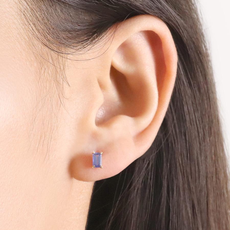 タンザナイト ピアス レディース シンプル 18金 イエローゴールド プレゼント 記念日 誕生日 18K K18 四角形 12月 誕生石 宝石 青紫 母の日ギフト 花以外_4