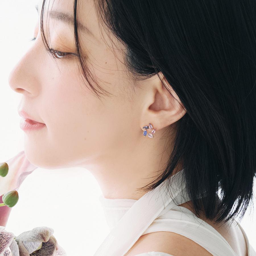 ピアス 18金 かわいい タンザナイト アイオライト ピンクトルマリン