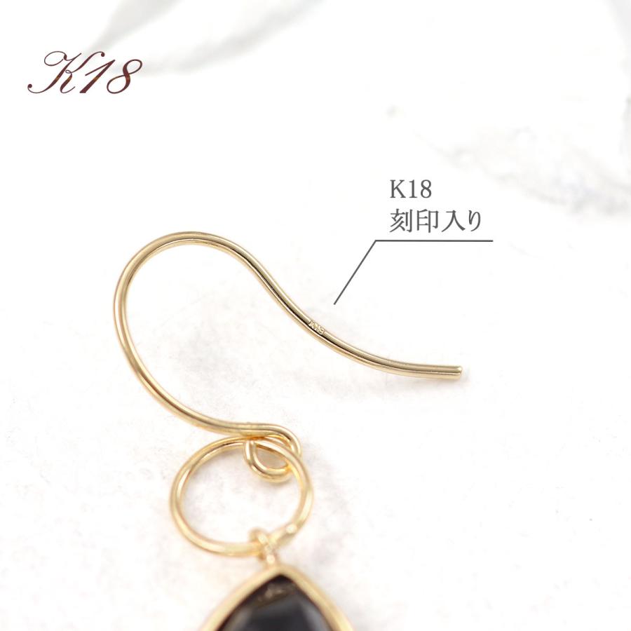 オニキス ピアス K18 レディース フック 18金 イエローゴールド オニキス ピアス K18 レディース フック 18金 イエローゴールド