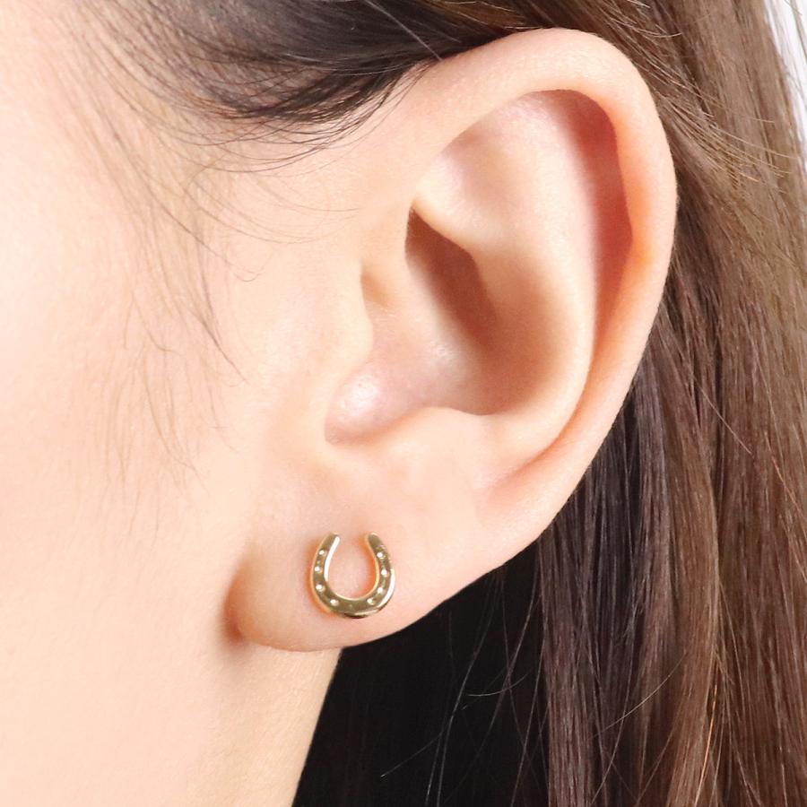 ホースシュー ピアス 馬蹄 18K イエローゴールド 18金 K18 レディース