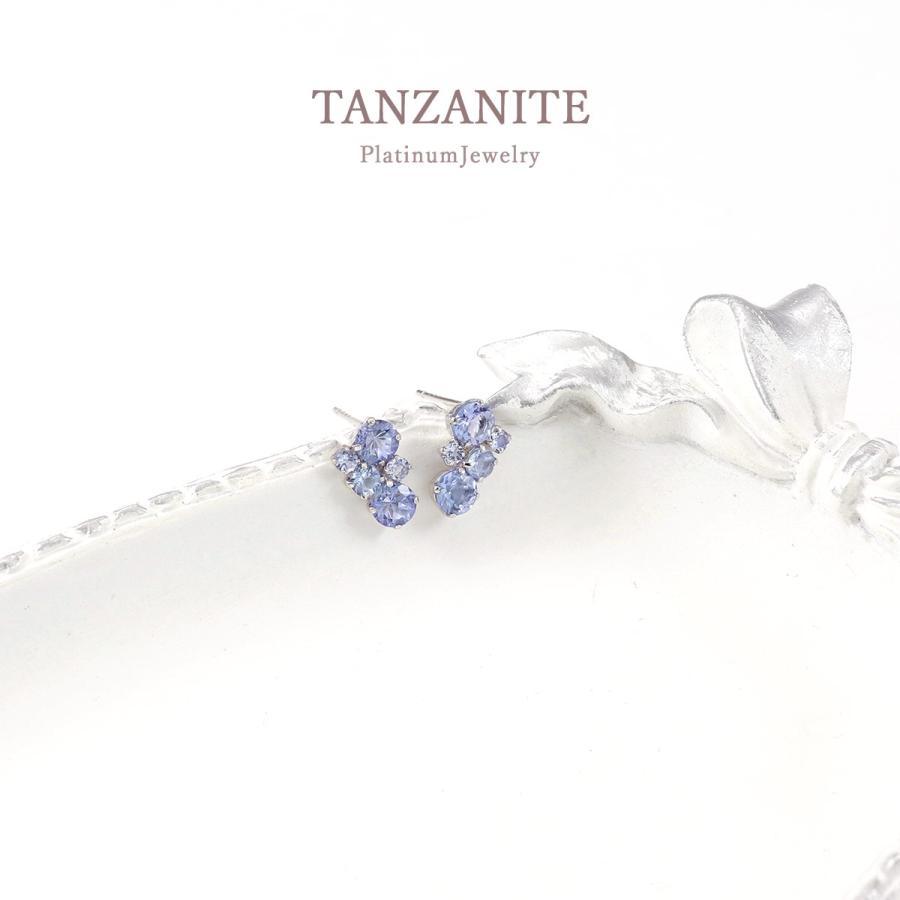 タンザナイト ピアス プラチナ アクセサリー 天然石 ビジュー 大き目