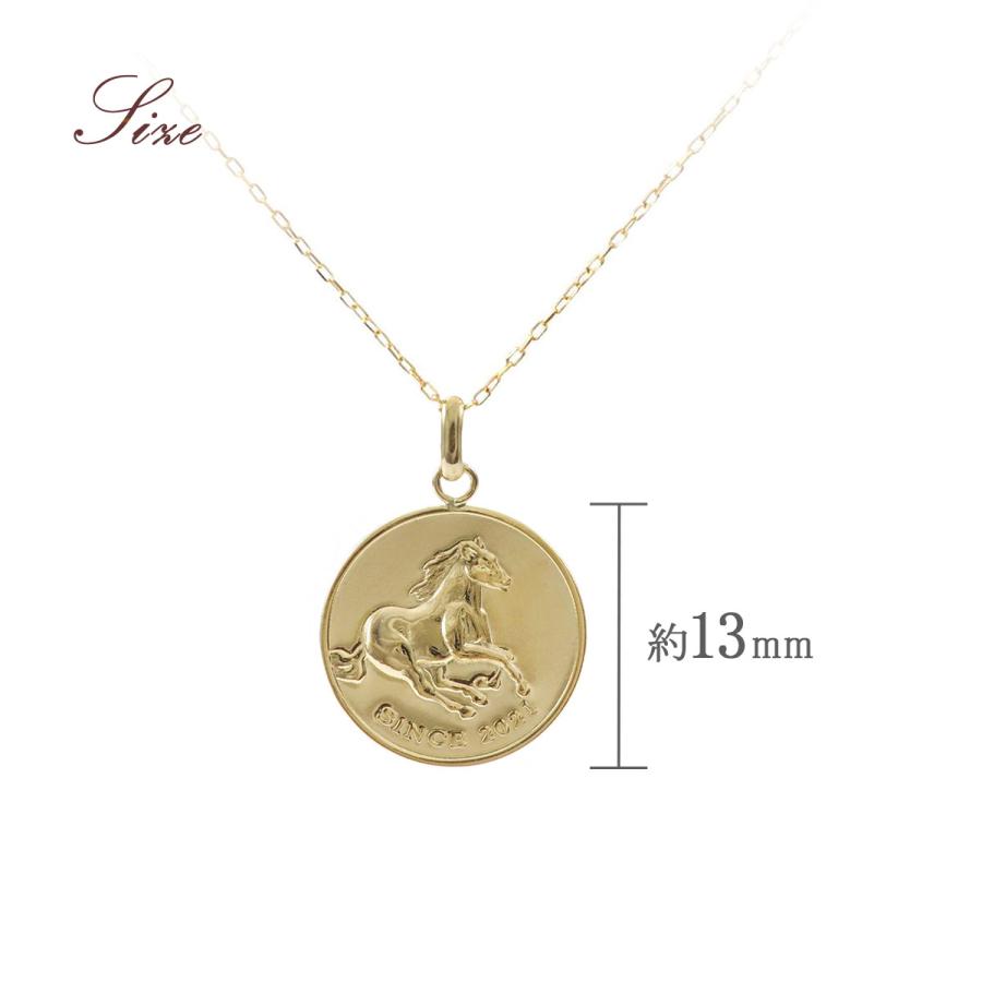 18金ネックレス 45cm コイン 18K K18 イエローゴールド レディース 長め プレゼント 誕生日 おしゃれ 馬 縁起物 地金だけ 地金のみ 女性 バースデープレゼントの画像