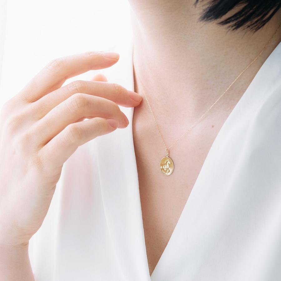 18金ネックレス 45cm コイン 18K K18 イエローゴールド レディース 長め プレゼント 誕生日 おしゃれ 馬 縁起物 地金だけ 地金のみ 女性 バースデープレゼントの画像