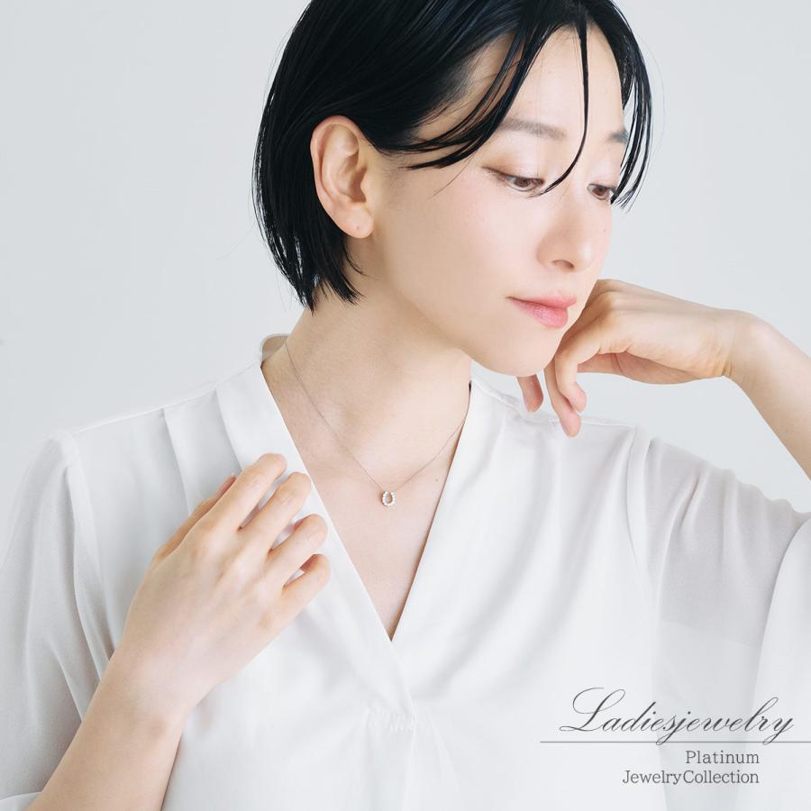 馬蹄ネックレス プラチナ ダイヤモンド ホースシュー ダイヤ 馬蹄 ネックレス 結婚記念 妻 彼女 女性 4月誕生石 誕生日 ギフト プレゼント バースデープレゼントの画像
