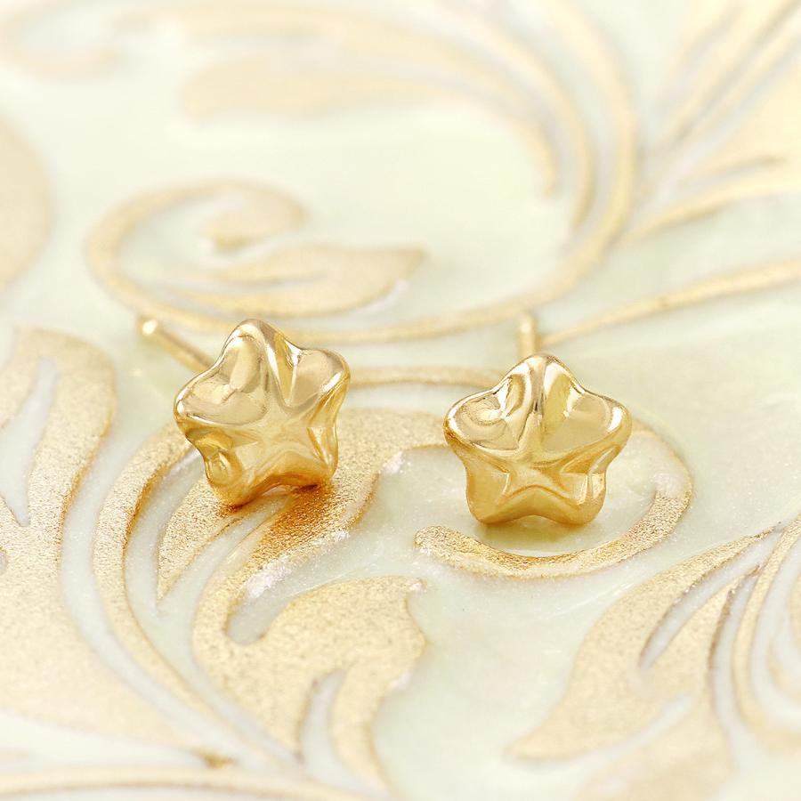 ピアス 18K 小さめ スター 星 モチーフ 18金 イエローゴールド