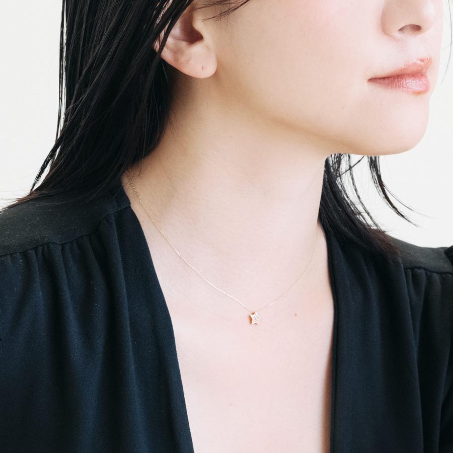星 ネックレス イエローゴールド 18金 18K K18 ダイヤモンド 4月誕生石