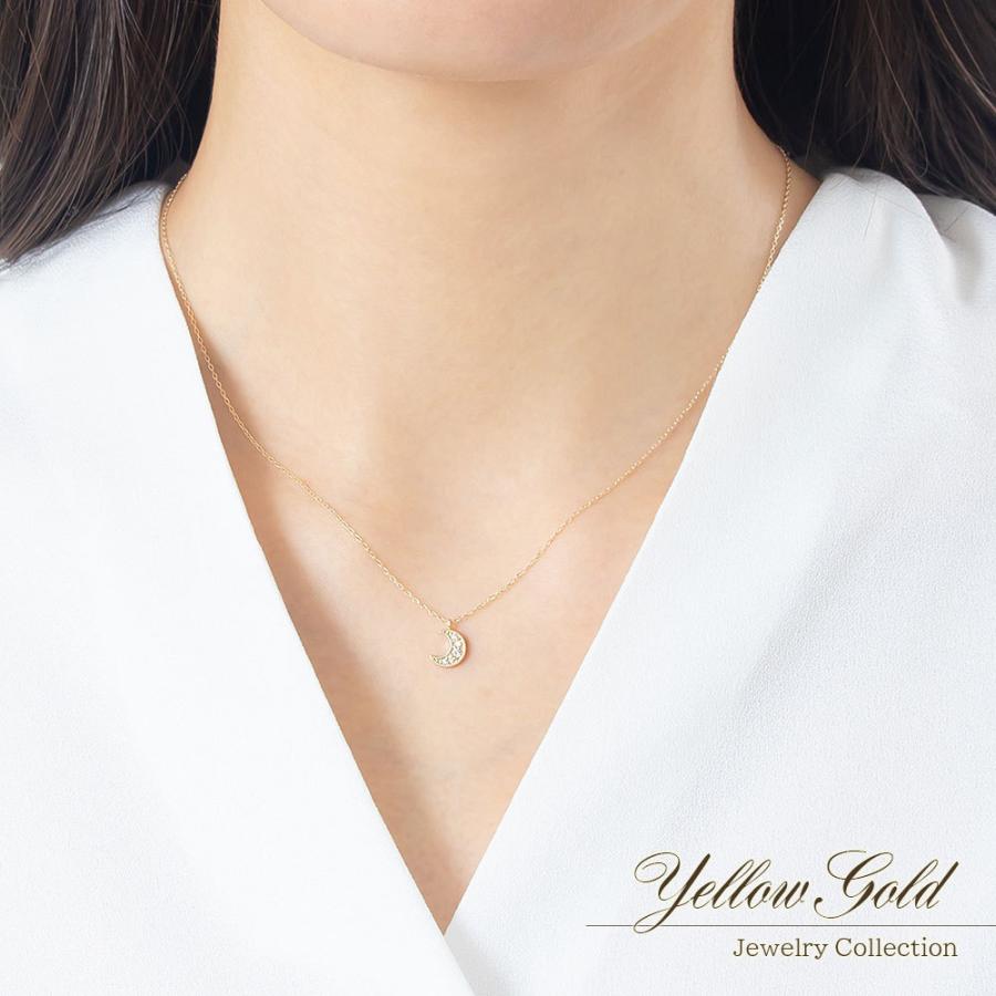 三日月 ネックレス レディース ダイヤモンド 可愛い ムーン