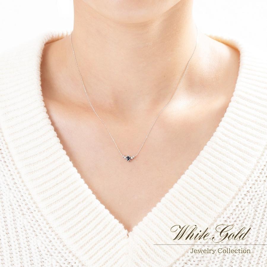 ネックレス レディース 18金 サファイア ダイヤモンド 18k プレゼント ホワイトゴールド K18 アクセサリー 女性 誕生日 記念日 30代 バースデープレゼントの画像
