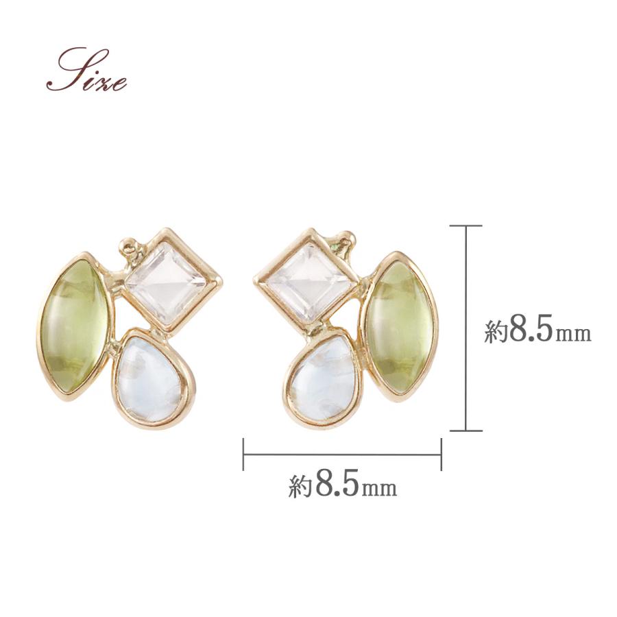 10金 ピアス ビジュー おしゃれ ペリドット スカイブルートパーズ 