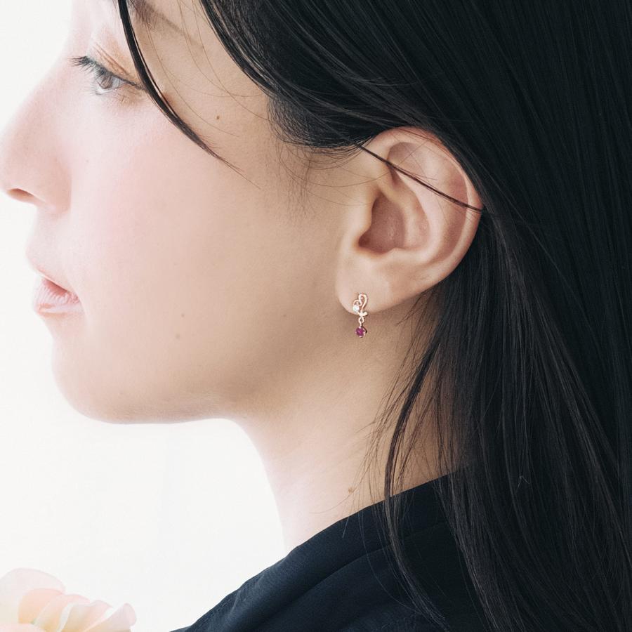7月誕生石 ピアス 18金 レディース ルビー 可愛い ハート 18k ゴールド K18 プレゼント 女性 娘 誕生日 彼女 妻 記念日 20代 30代 赤色 バースデープレゼントの画像