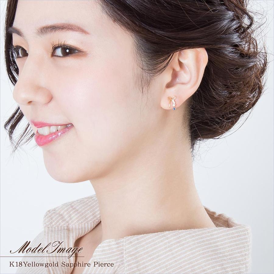 18金 ピアス レディース サファイア 18k リボン 可愛い K18 18金 ピアス レディース サファイア 18k リボン 可愛い K18