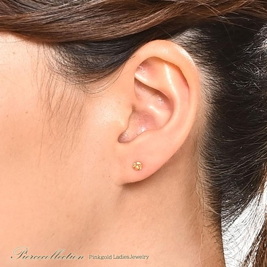 スペサルティンガーネット ピアス 18金 シンプル レディース 18K  