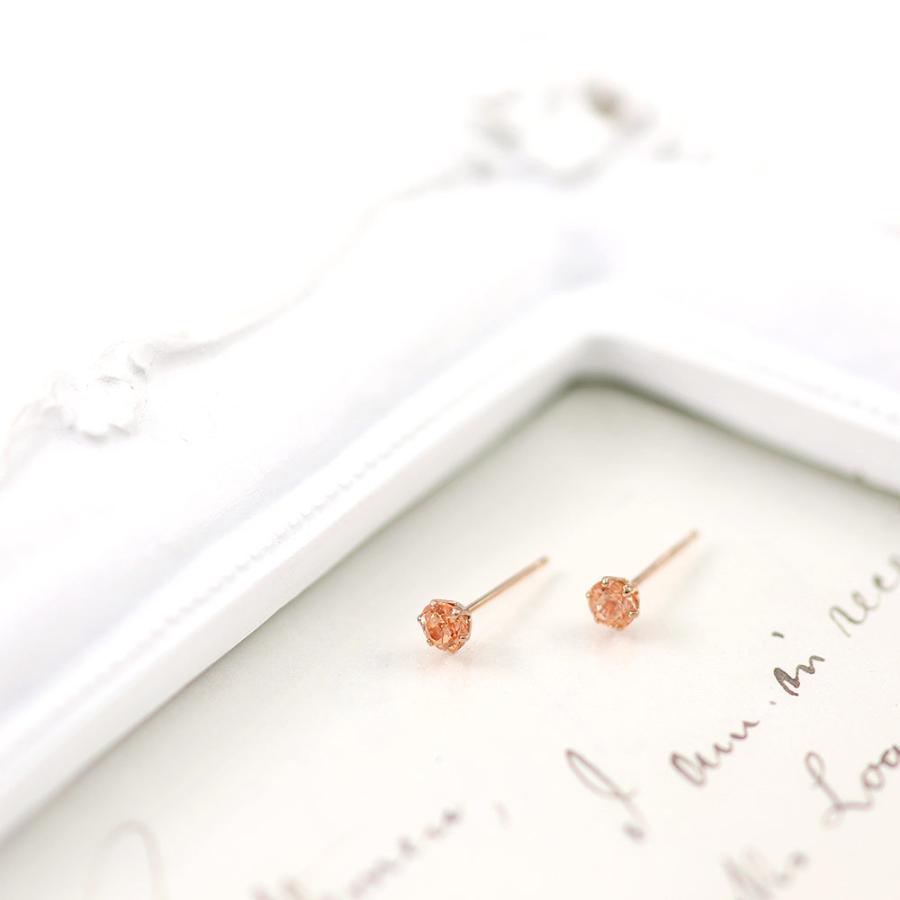 スペサルティンガーネット ピアス 18金 シンプル レディース 18K