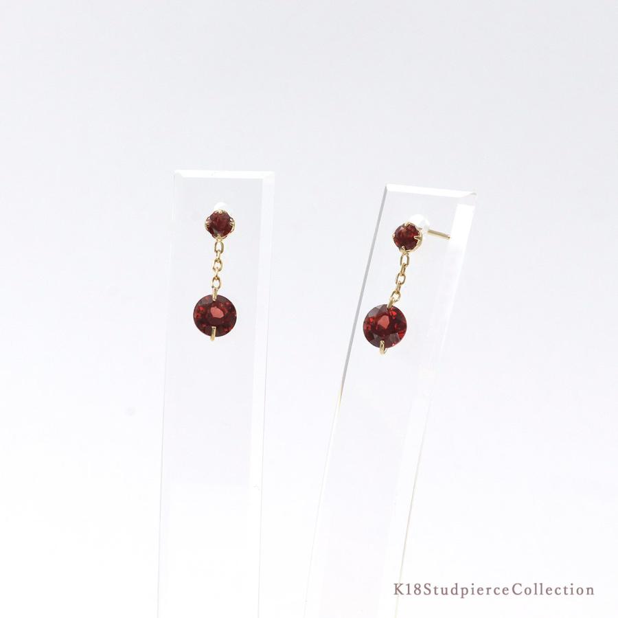 ガーネット ピアス 18K イエローゴールド 18金 ジュエリー プレゼント