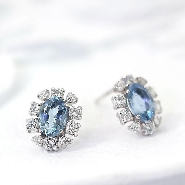 18金 ピアス アクアマリン ダイヤモンド K18 プレゼント 18K 女性 彼女  
