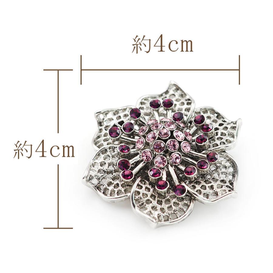 ブローチ 花 レディース アクセサリー アンティーク風 フラワー モチーフ おしゃれ シルバー 卒業式 入学式 結婚式 胸飾り 女性 40代 ...