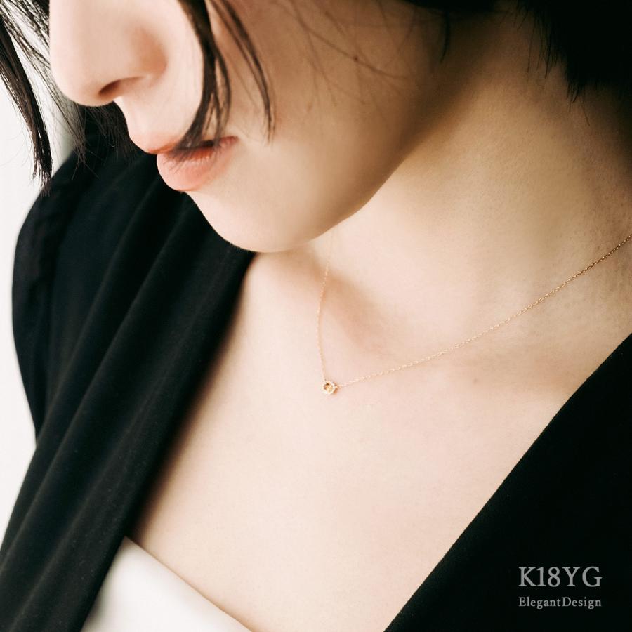 シトリン ネックレス 18K イエローゴールド ダイヤモンド レディース