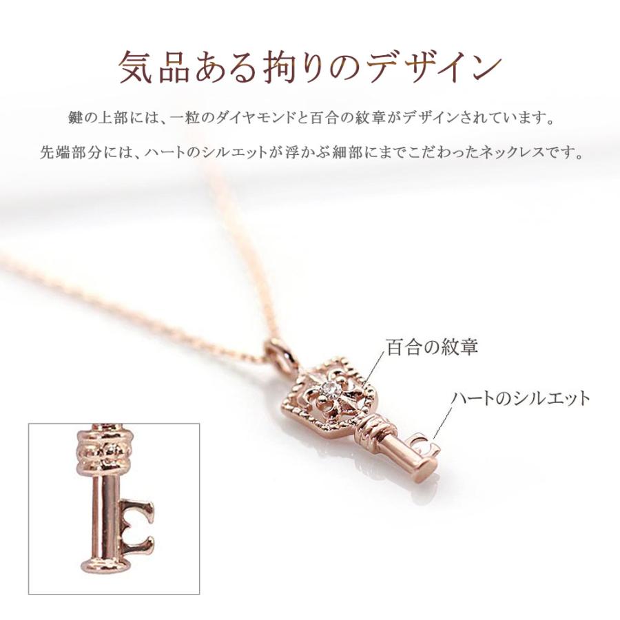 心葉 ネックレス ブランド レディース ダイヤモンド キー 鍵 モチーフ 