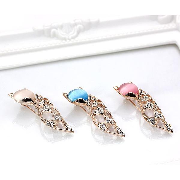 ブローチ おしゃれ きつね ピンクゴールド キラキラ 可愛い キツネ  