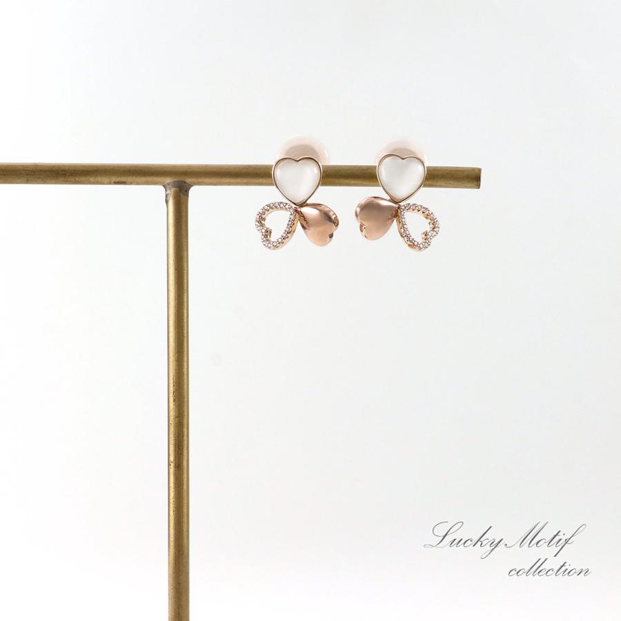 クローバー イヤリング レディース かわいい ピンクゴールド色