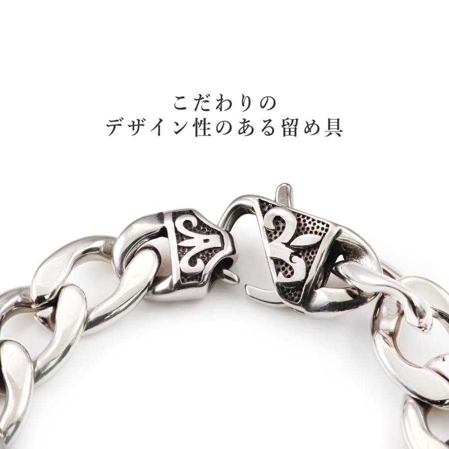 ブレスレット メンズ シルバーカラー ステンレス 誕生日プレゼント 20