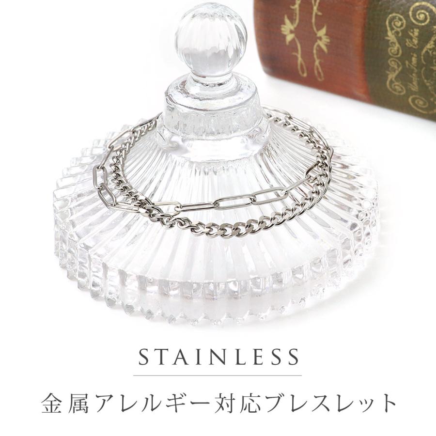 ブレスレット 2連 メンズ ステンレス シルバー 喜平 リンク チェーン
