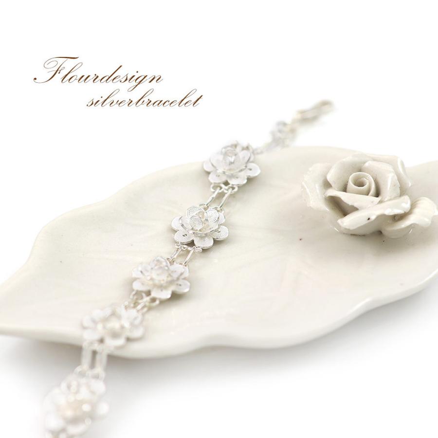 シルバーブレスレット レディース フラワー おしゃれ シンプル