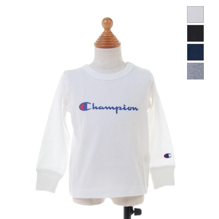 Champion チャンピオン キッズ ロゴプリント ロングスリーブ Tシャツ　CS4991｜bas-clothing