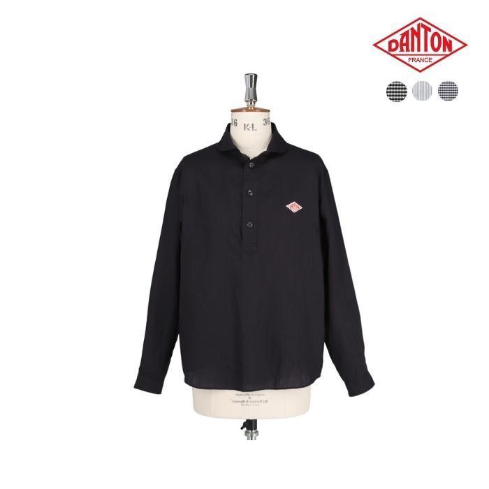 Danton ダントン メンズ リネン 丸襟 ラウンドカラー ポケット付き 長袖 プルオーバーシャツ Jd 3568kls ブランド品
