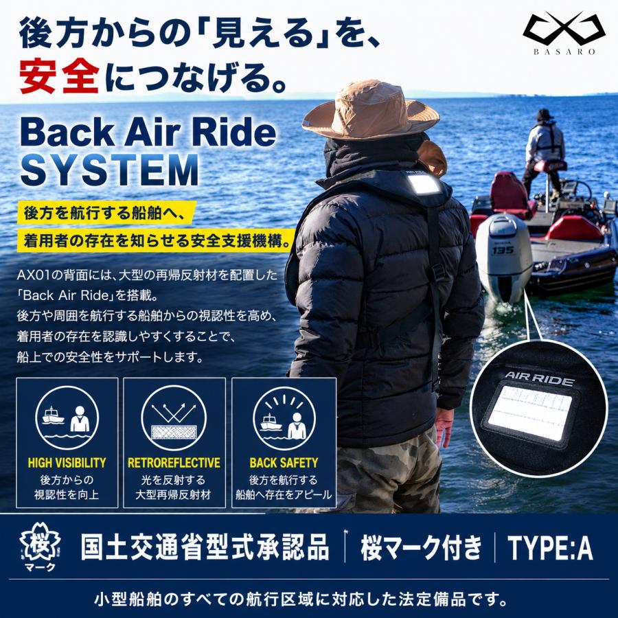 BASARO (バサロ) ライフジャケット 桜マーク 大人用 釣り AIR RIDE
