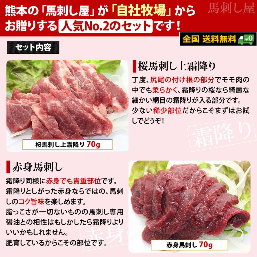 馬刺し 父の日 ギフト 馬肉 熊本 国産 桜霜降り４点セット 2セット購入でおまけ付 ギフト 贈答品 贈り物 プレゼント｜basashi｜02