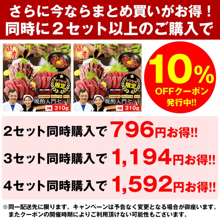【ヤフショセット販売】Yahoo限定品 馬刺し 馬肉 熊本 国産 馬刺し晩酌入門セット 310g お祝い ギフト ヘルシー 入学 入社 転職 春ギフト 父の日　 | 熊本の味馬刺し屋 | 05