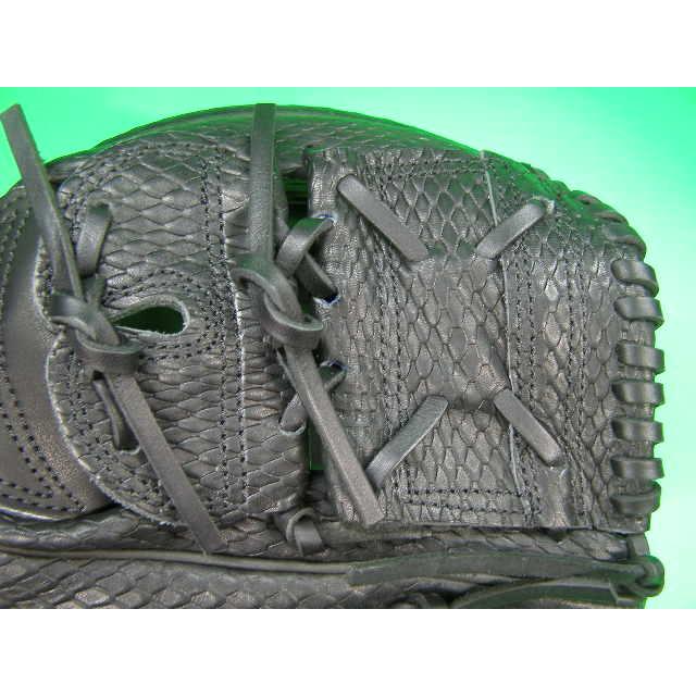 型付け加工済み ベースボールフィールド 投手・オールラウンド用 型押し革 ブラック ツーピースウェブ 硬式野球用 ソフトボール用 BASEBALL FIELD 珍しい 珍品 | BELGARD | 05