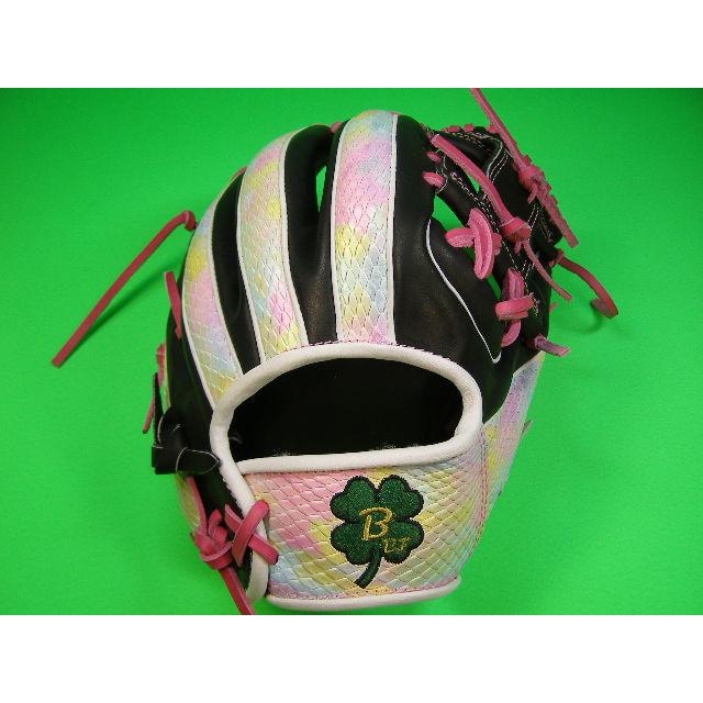 型付け加工済み ベースボールフィールド オールラウンド用 型押し革 グラデーション×ピンク×ブラック 硬式野球用 ソフトボール用 硬式グローブ 珍しい 珍品 | BELGARD | 01