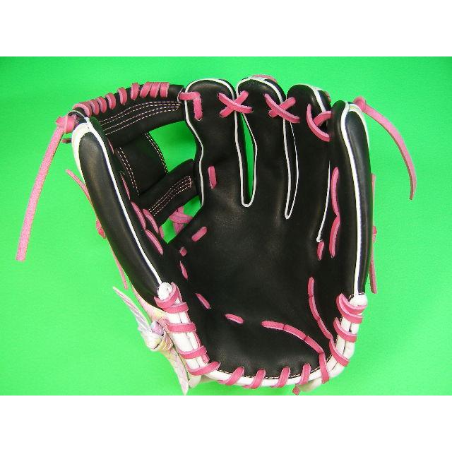 型付け加工済み ベースボールフィールド オールラウンド用 型押し革 グラデーション×ピンク×ブラック 硬式野球用 ソフトボール用 硬式グローブ 珍しい 珍品 | BELGARD | 07
