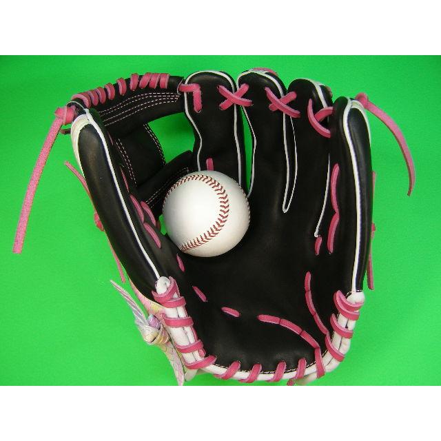 型付け加工済み ベースボールフィールド オールラウンド用 型押し革 グラデーション×ピンク×ブラック 硬式野球用 ソフトボール用 硬式グローブ 珍しい 珍品 | BELGARD | 08