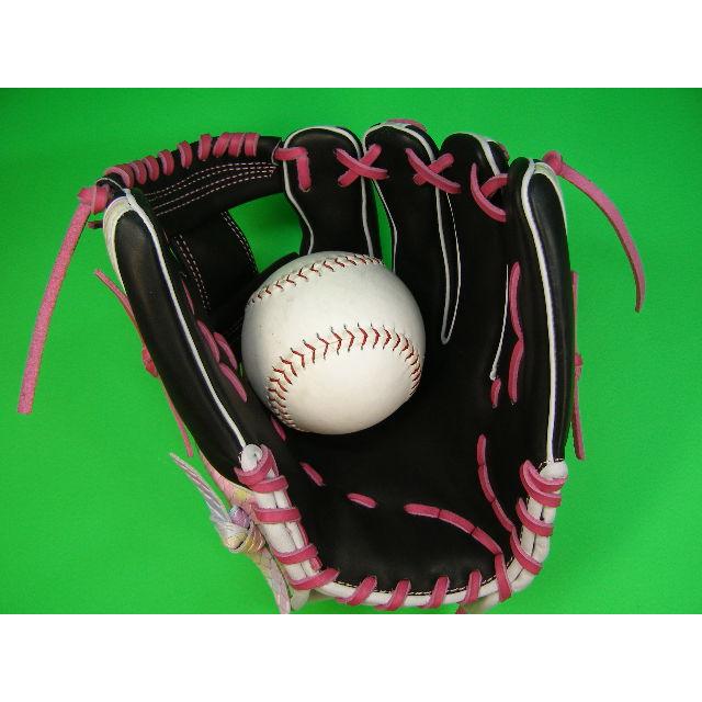 型付け加工済み ベースボールフィールド オールラウンド用 型押し革 グラデーション×ピンク×ブラック 硬式野球用 ソフトボール用 硬式グローブ 珍しい 珍品 | BELGARD | 09