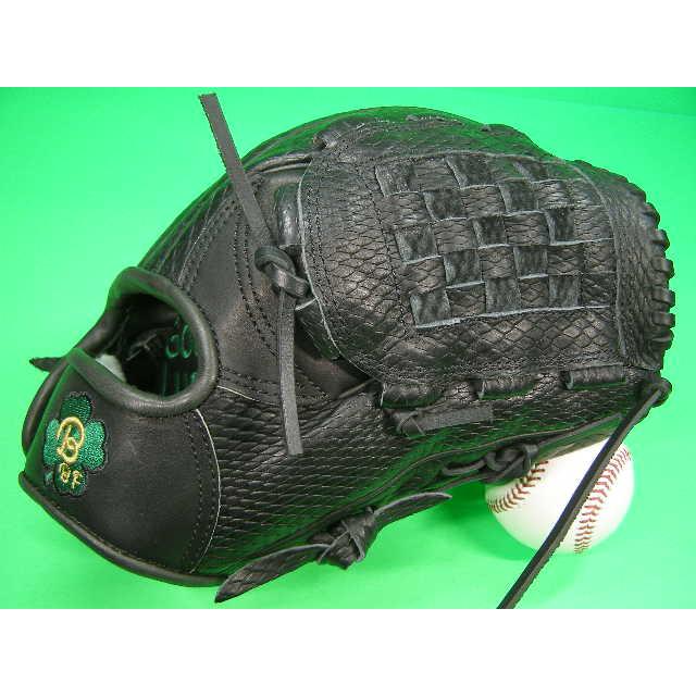 型付け加工済み ベースボールフィールド 投手・オールラウンド用 型押し革 ブラック バスケットウェブ 硬式野球用 ソフトボール用 BASEBALL FIELD 珍しい 珍品 | BELGARD