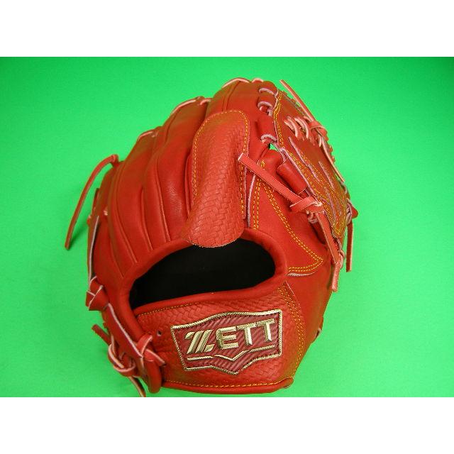 マ*ー様 ZETT オレンジ 硬式グローブ 投手用 ピッチャー ゼット（ZETT） 型付け無料 硬式野球用 投手用 朱 オレンジ 高校野球