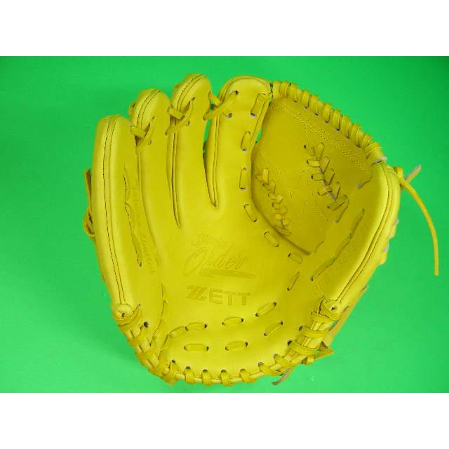 ZETT 硬式野球グローブ イエロー ゼット（ZETT） 型付け無料 硬式野球用 投手用 左投げ用 イエロー 野球