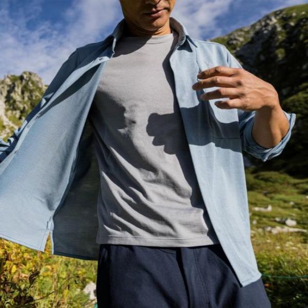 ファイントラック ラミースピンニットシャツ メンズ (FMM1601) ／ 山シャツ 登山 普段着にも ストレッチ 吸汗速乾 胸ポケット ニット素材の画像