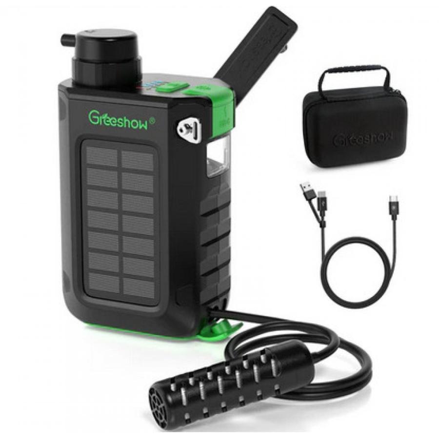 在庫有・即納】Greeshow 電動式携帯浄水器 GS-2811-BK ソーラーパネル 