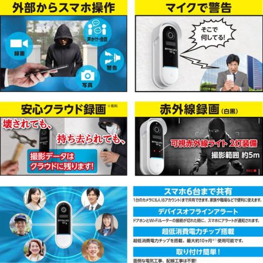 【在庫有・即納】ダイトクカメラ付きインターホン 留守でもピンポンG2 GS-DB026DTK 防犯 スマホ通知 防犯カメラ 玄関インターホン_5