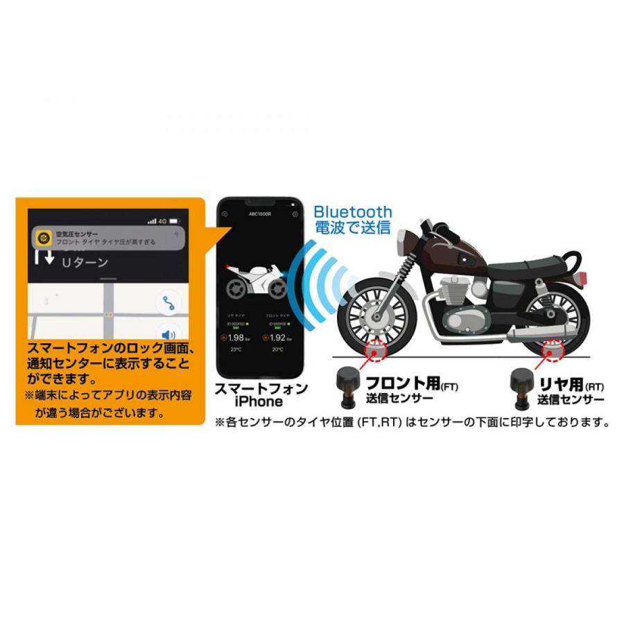 カシムラ バイク用空気圧センサー KD-259 バイク用 タイヤ 空気圧/温度 チェック TPMS 高温度警告アラーム機能 電波法認証品｜basecamp8｜03