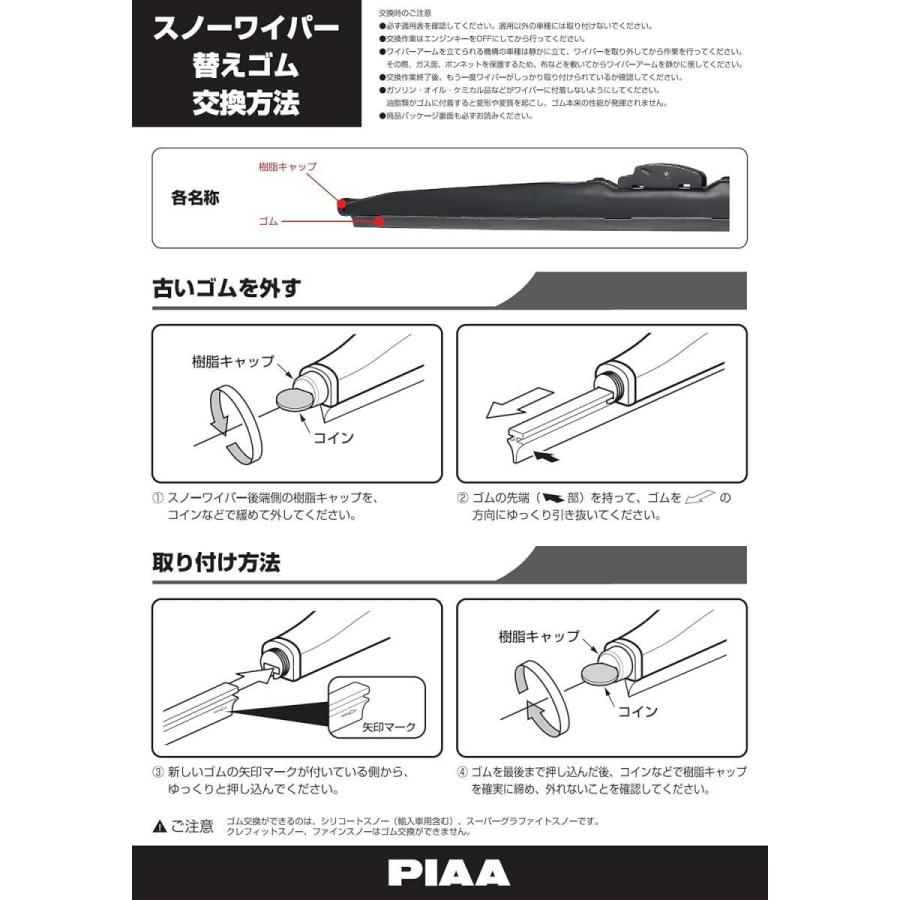 PIAA 雪用 ワイパー 替えゴム スーパーグラファイトスノー 380mm コーティングゴム 1本入 呼番4 WGR38W ワイパーゴム 交換用 冬 雪 スノーワイパー｜basecamp8｜05