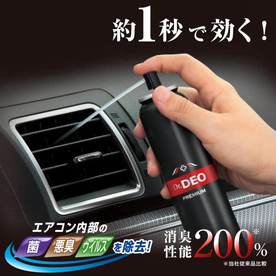 カーメイト 車用 除菌消臭剤 ドクターデオ Dr.DEO プレミアム スプレー型 エアコンスプレー 無香 安定化二酸化塩素 90ml D221｜basecamp8｜02