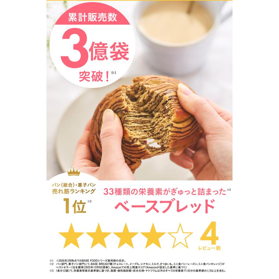 ベースブレッド 4種16袋 パン[チョコ・メープル・こしあん・ミルク]置き換えダイエット ダイエット食品 完全栄養食 低糖質 BASE BREAD ベースフード | BASE FOOD | 03