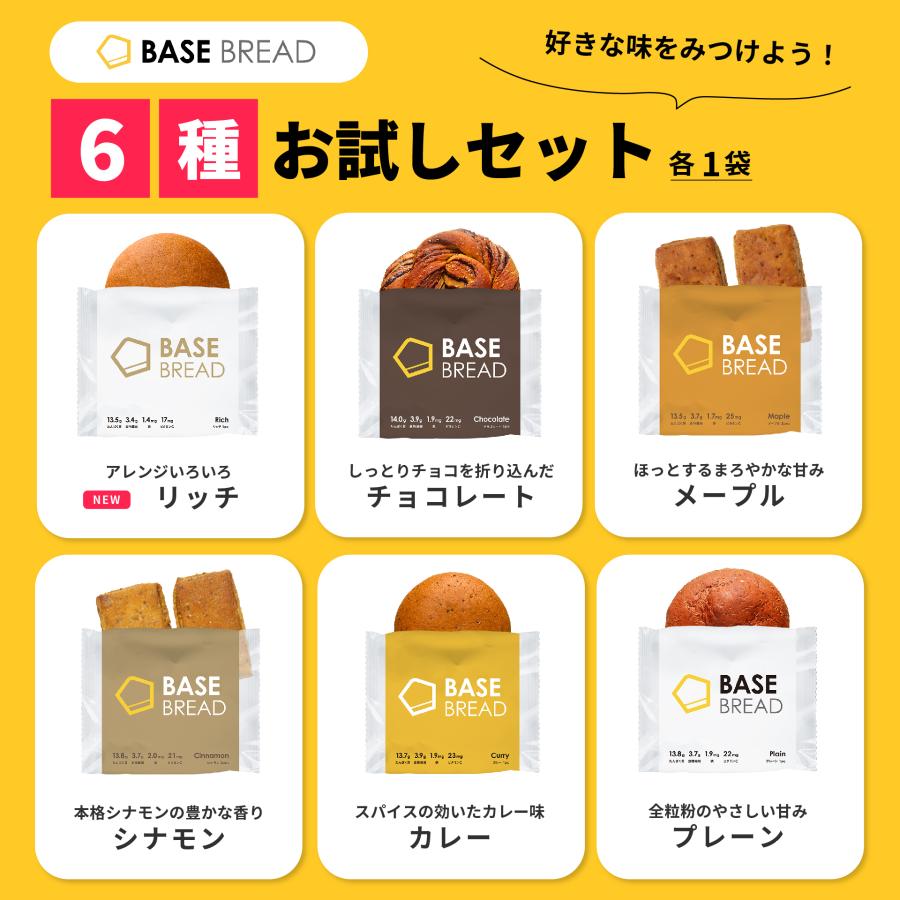 NEW 公式 BASE BREAD ベースブレッド 各1袋 (リッチ チョコレート メープル プレーン シナモン カレー) 完全栄養食 糖質制限 タンパク質｜basefood｜04