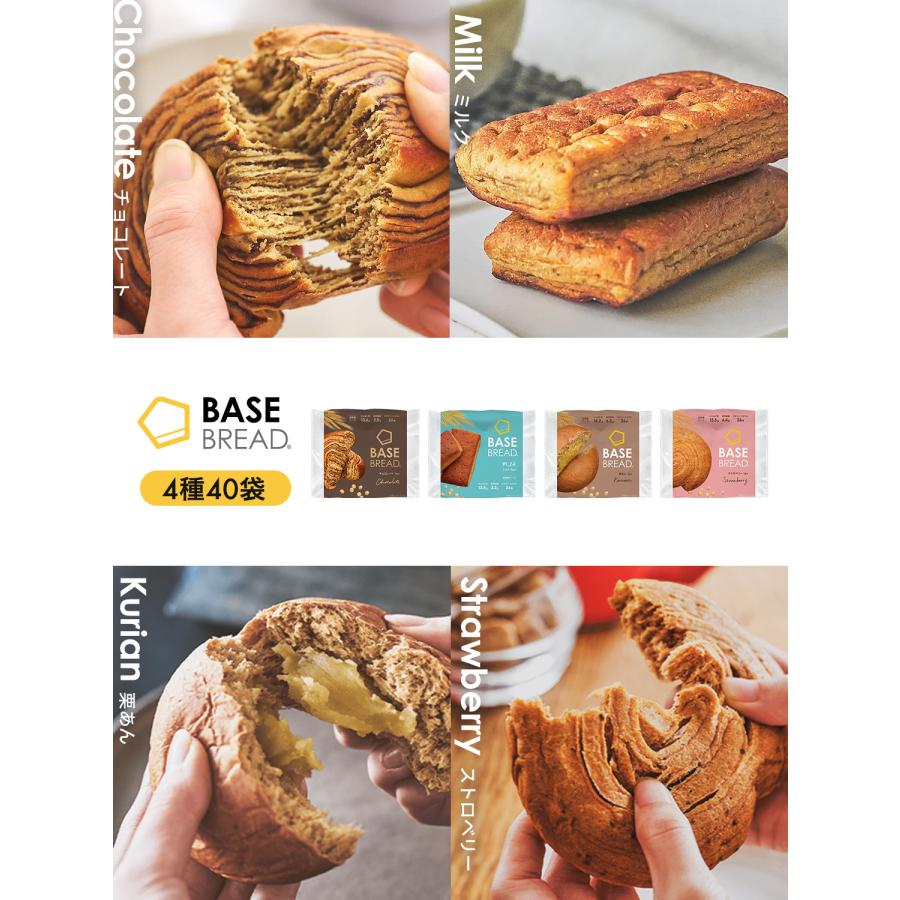 BASE FOOD（ベースフード） ベースブレッド 4種40袋【チョコ・ミルク