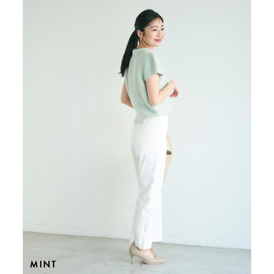 半袖ポロ｜ニット レディース トップス 半袖 襟付き ポロ 冬 春